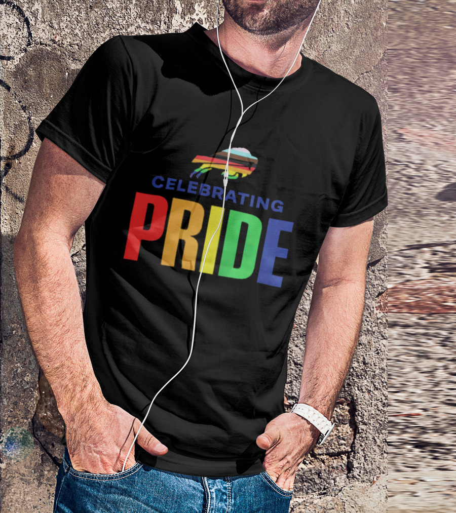 Celebrating Pride Buffalo Rainbow Stripes T-Shirt