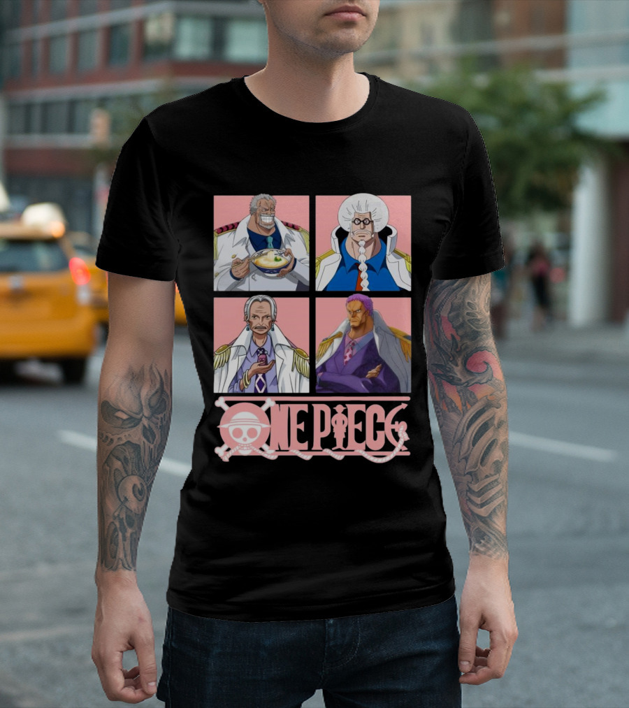 One Piece Garp Sengoku Tsuru and Zephyr Characters T-Shirt
