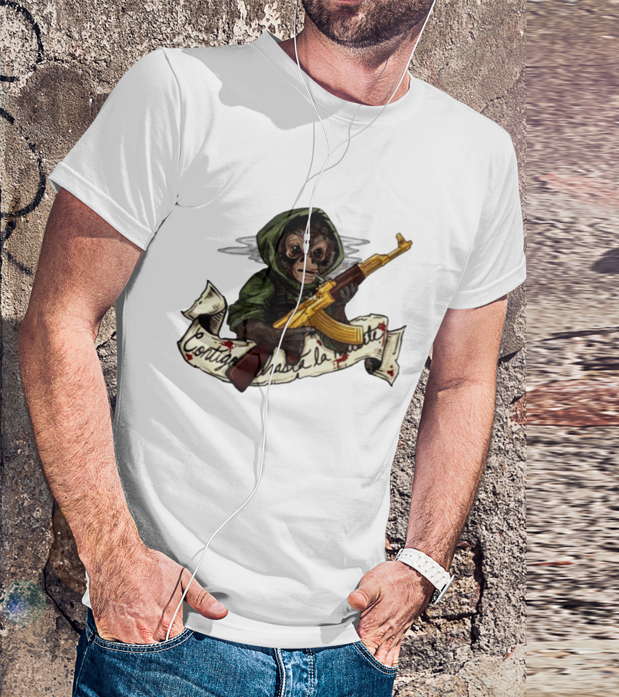 El Changuito Contigo Hasta La Muerte Monkey With AK-47 T-Shirt