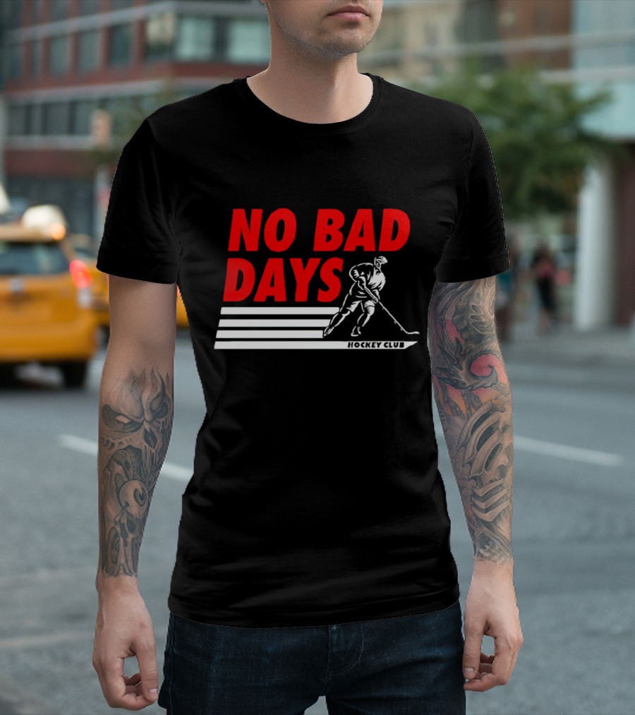 No Bad Days Hockey Club Skater Stripe Motif T-Shirt