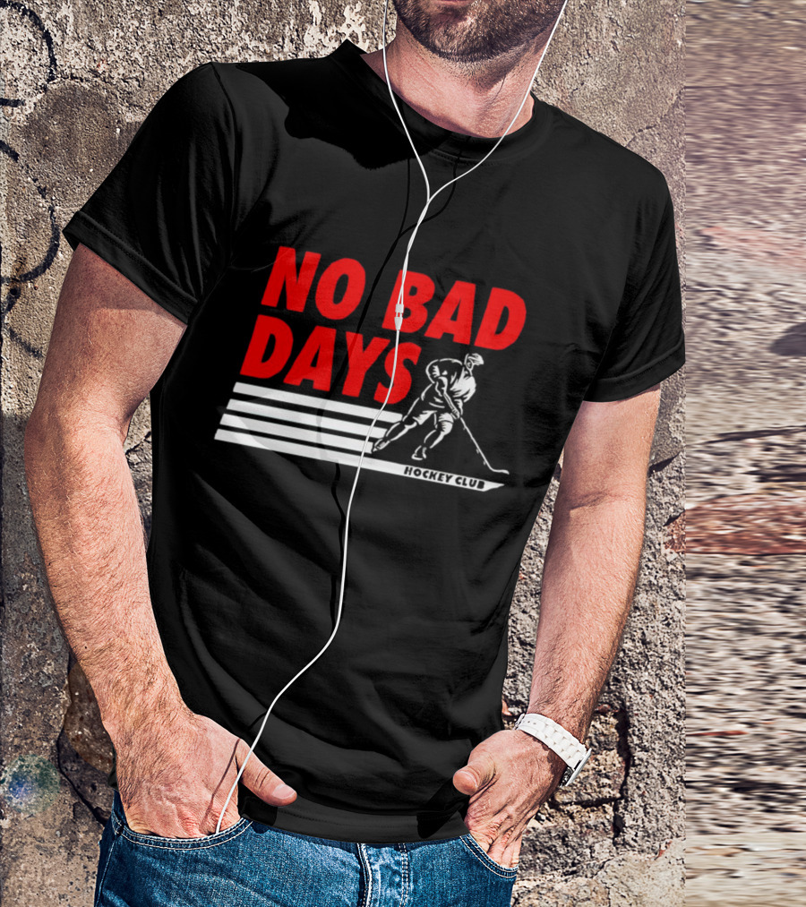 No Bad Days Hockey Club Skater Stripe Motif T-Shirt