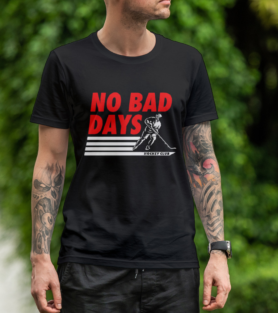 No Bad Days Hockey Club Skater Stripe Motif T-Shirt