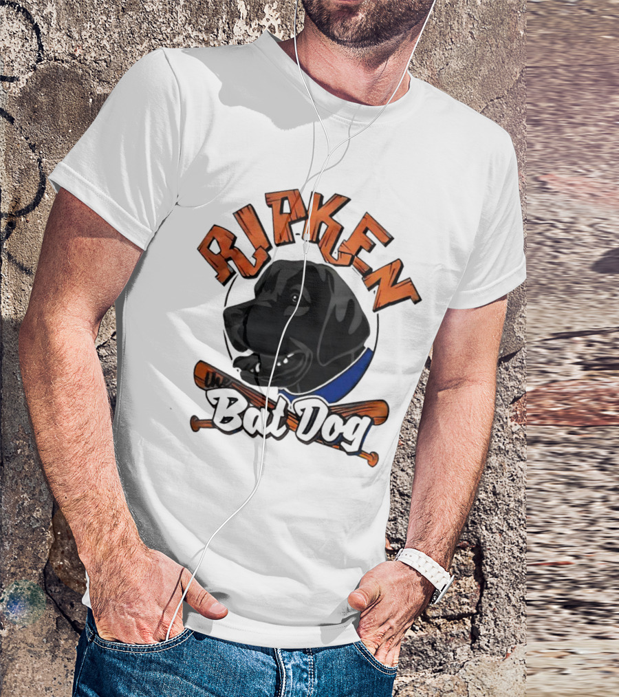 Ripken Bat Dog Baseball Themed Canine Mascot T-Shirt