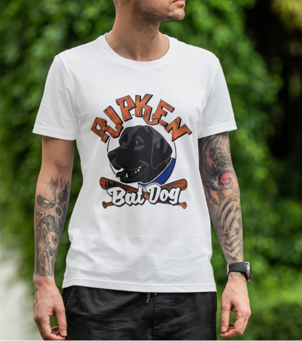 Ripken Bat Dog Baseball Themed Canine Mascot T-Shirt