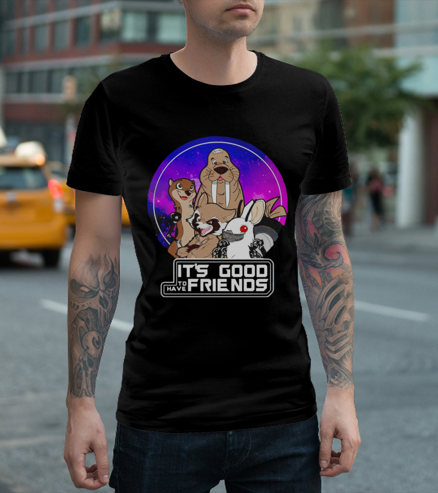 It's Good to Have Friends Rocket Rabbit Space Circle T-Shirt