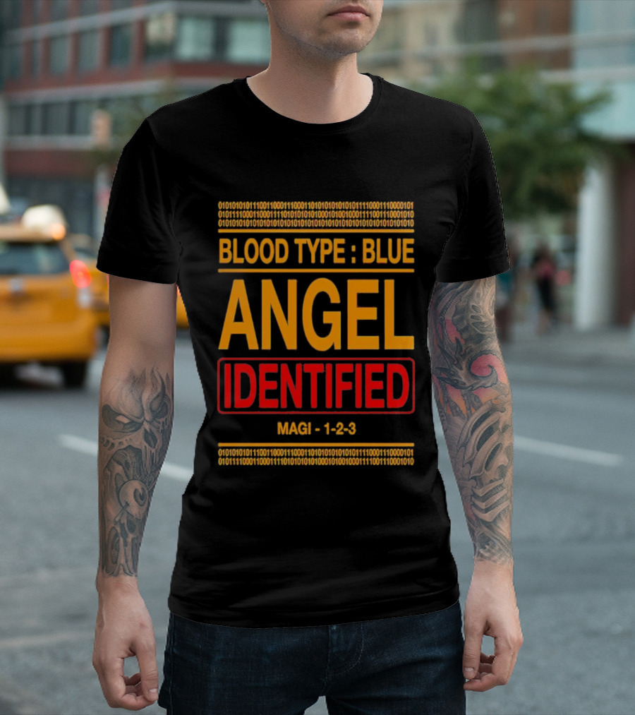 Blood Type Blue Angel Identified Magi 1-2-3 Binary Code T-Shirt
