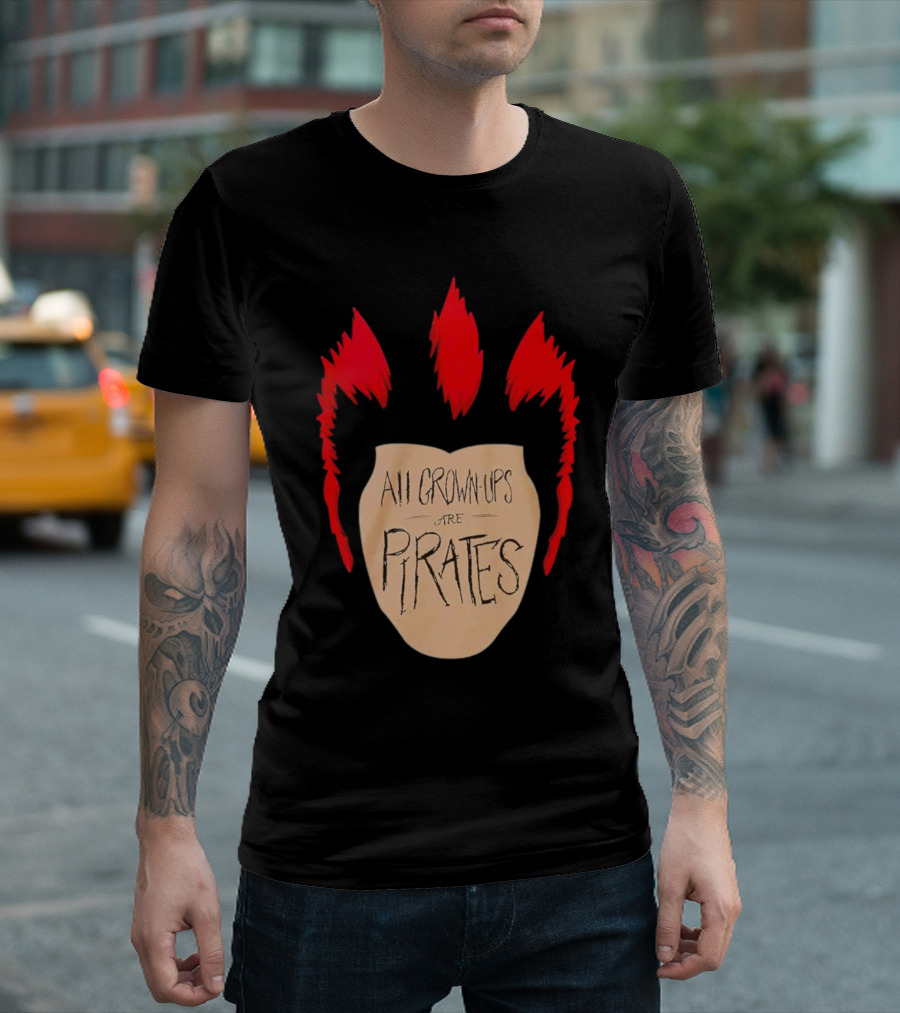 All Grown Ups Are Pirates Red Hair Patch T-Shirt