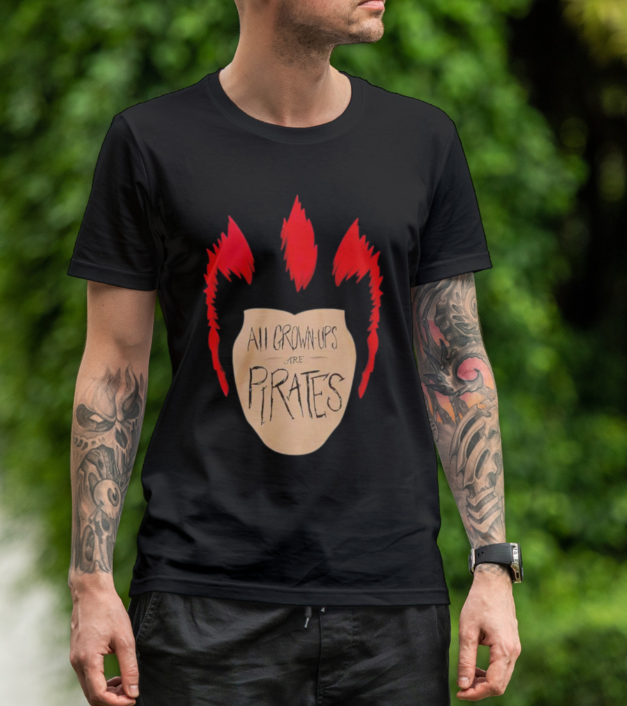 All Grown Ups Are Pirates Red Hair Patch T-Shirt