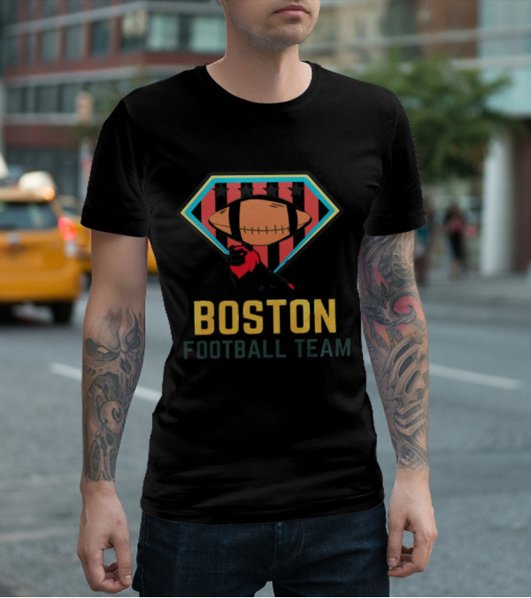Boston Football Team Lion Emblem With Starry Shield T-Shirt