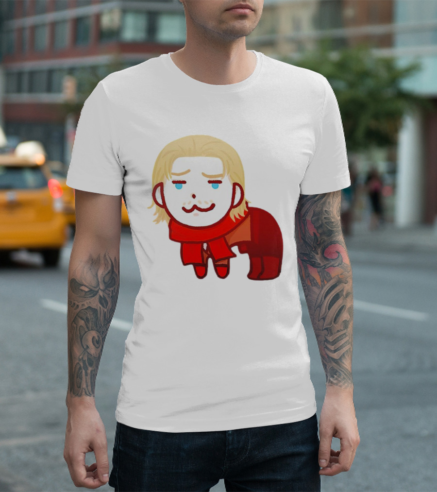 Ocelot Creature Blonde Character in Red Scarf and Outift T-Shirt