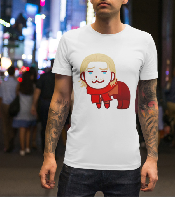 Ocelot Creature Blonde Character In Red Scarf And Outift T-Shirt