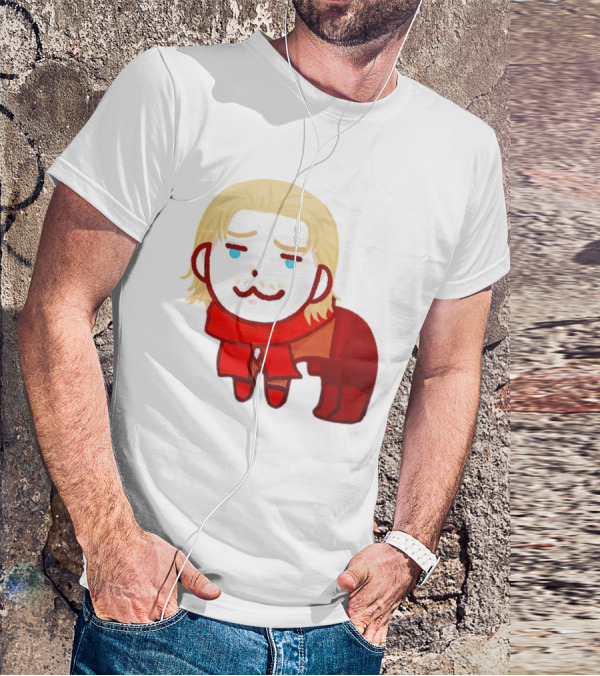 Ocelot Creature Blonde Character In Red Scarf And Outift T-Shirt