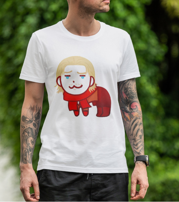 Ocelot Creature Blonde Character In Red Scarf And Outift T-Shirt