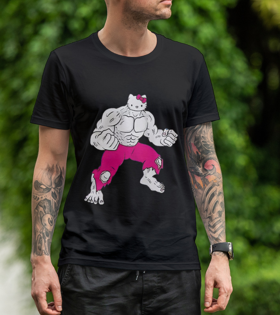 Hello Kitty Meets Hulk Crossover Mashup T-Shirt