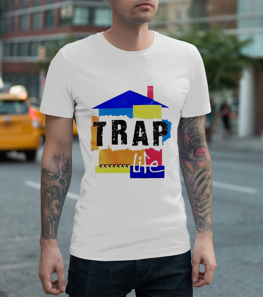 TRAP Life House Design Multicolored Blocks And X Marks T-Shirt