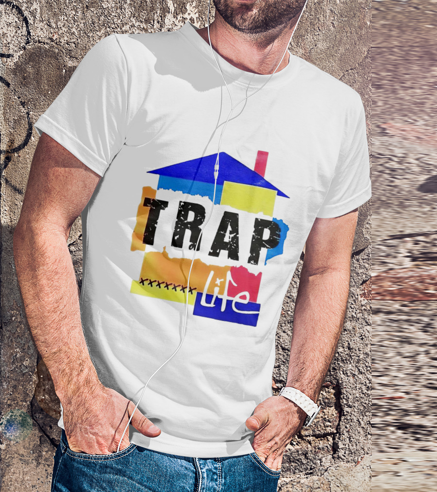 TRAP Life House Design Multicolored Blocks And X Marks T-Shirt