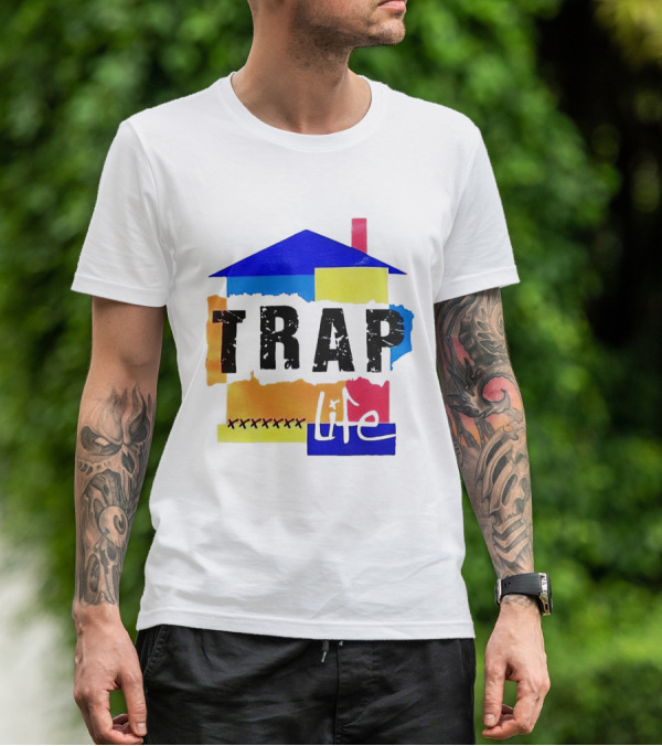 TRAP Life House Design Multicolored Blocks And X Marks T-Shirt