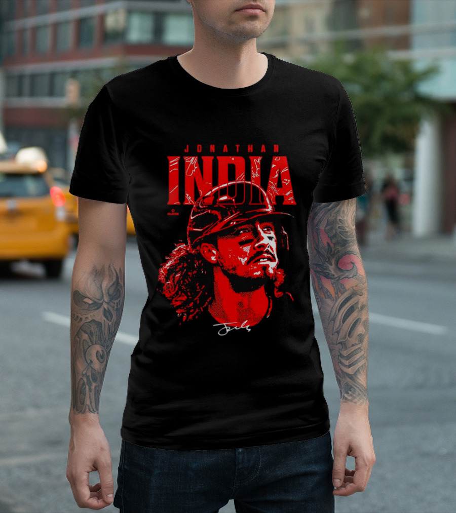 Jonathan India Cincinnati Reds Signature Face T-Shirt