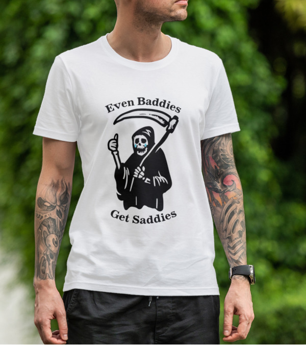 Even Baddies Get Saddies Grim Reaper With Scythe And Thumbs Up T-Shirt