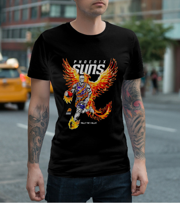 Phoenix Suns Flaming Basketball Phoenix Rally The Valley T-Shirt