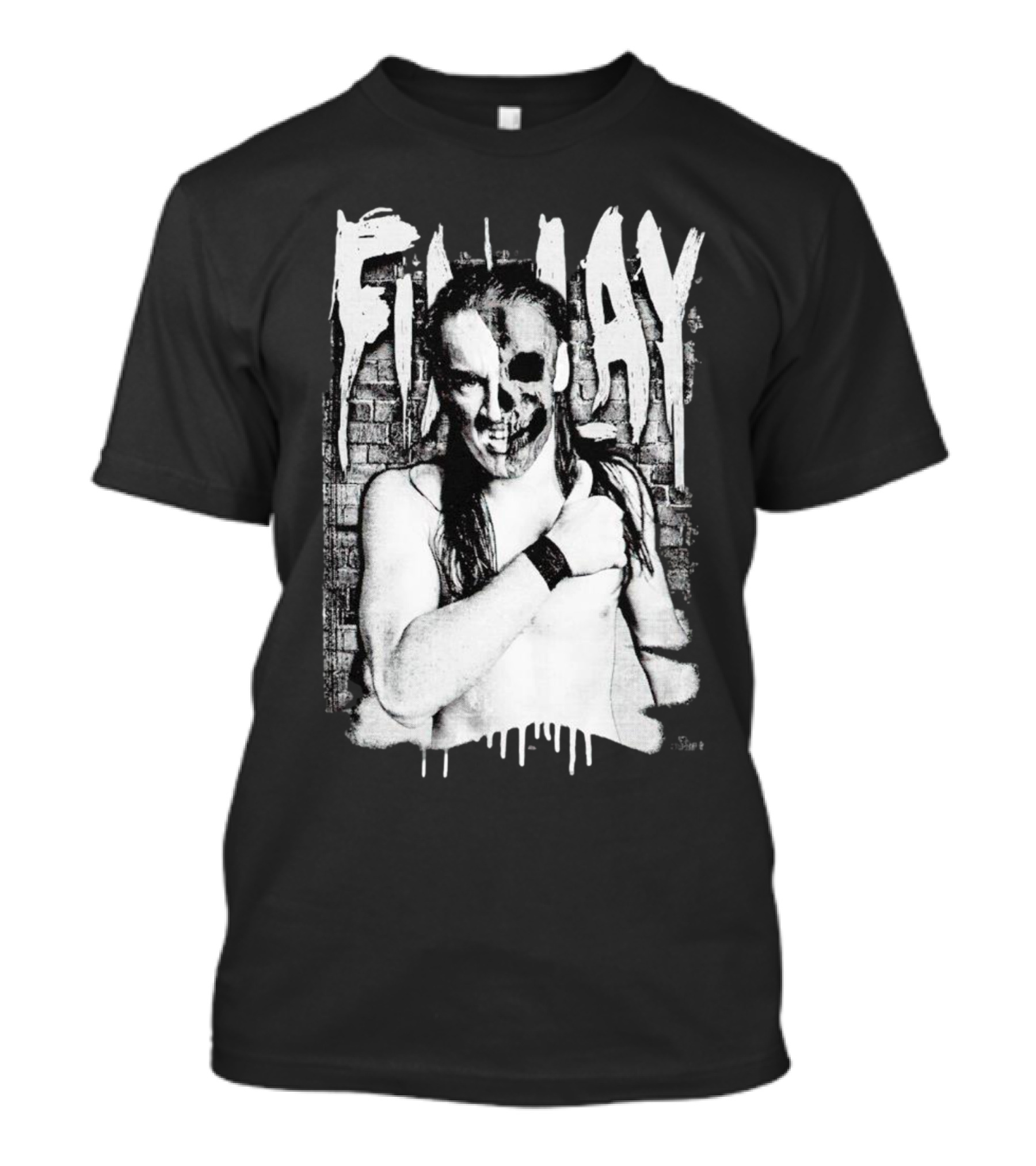 Skull Face Finlay Grunge Style Brick Wall Background T-Shirt