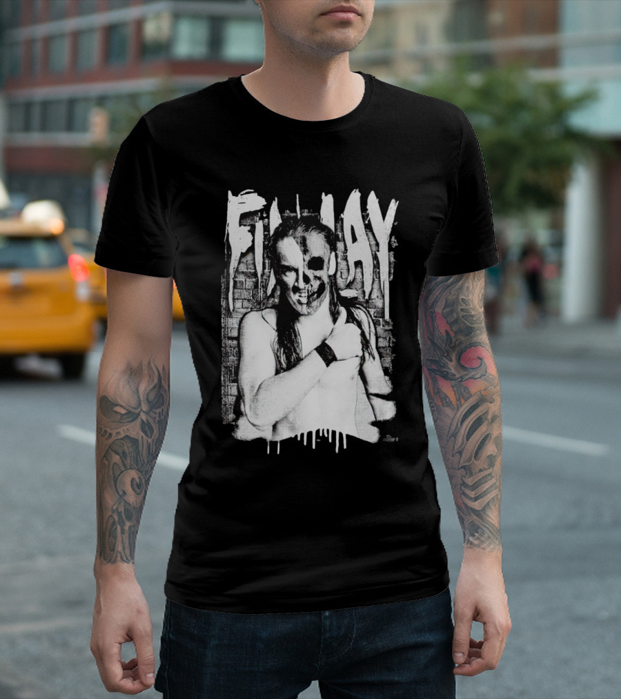 Skull Face Finlay Grunge Style Brick Wall Background T-Shirt