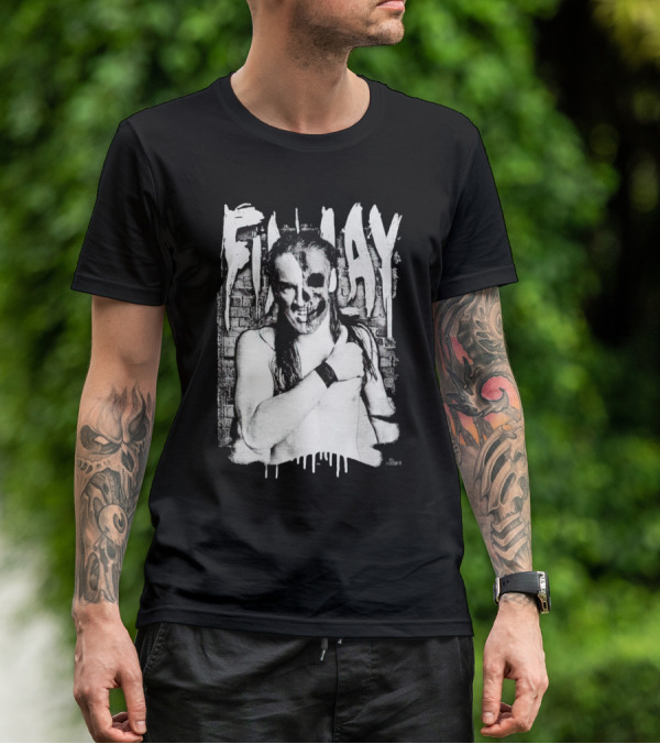 Skull Face Finlay Grunge Style Brick Wall Background T-Shirt