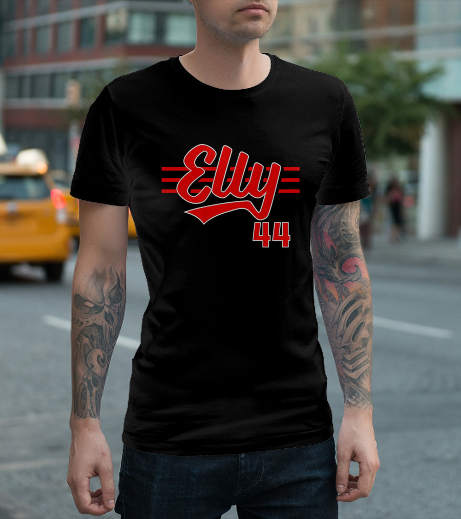 Elly De La Cruz 44 Cincinnati Script Red Stripes T-Shirt