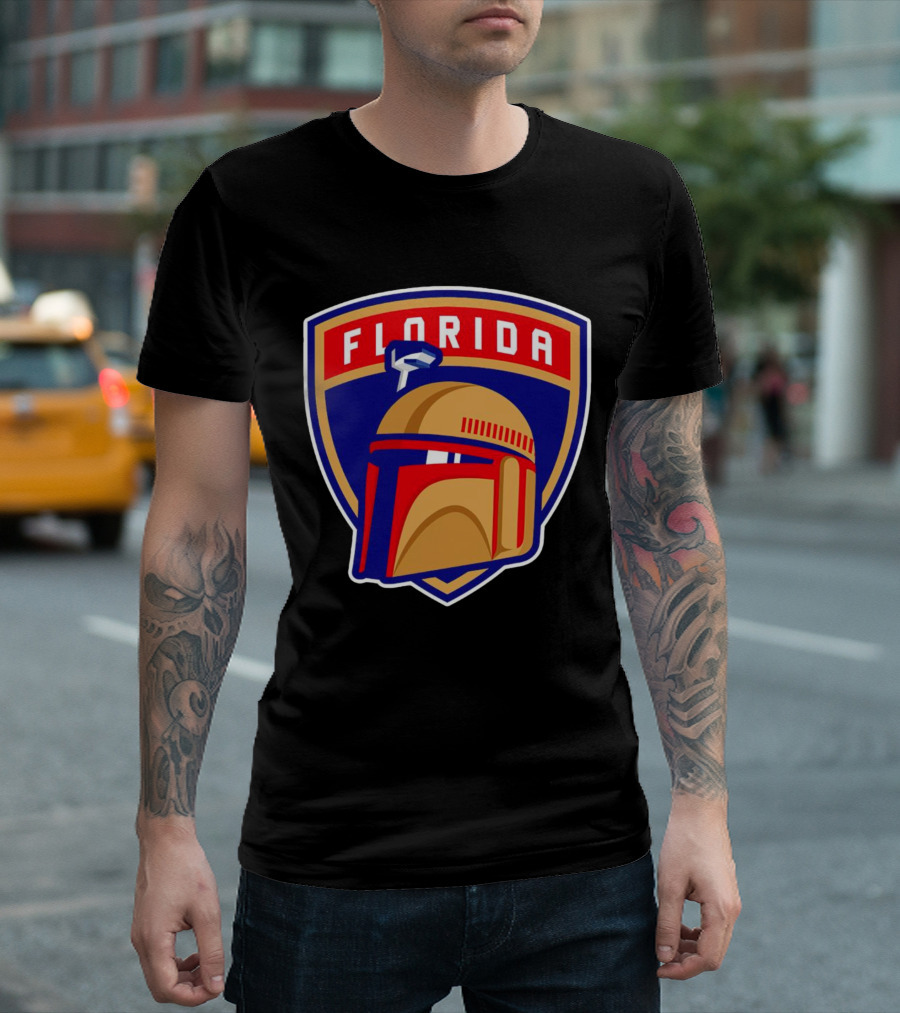 Florida Panthers Boba Fett Helmet Star Wars Collaboration T-Shirt
