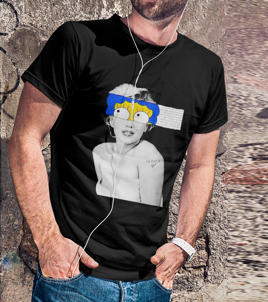 Marylin Monroe And Marge Simpson Crossover With Homer Tattoo T-Shirt