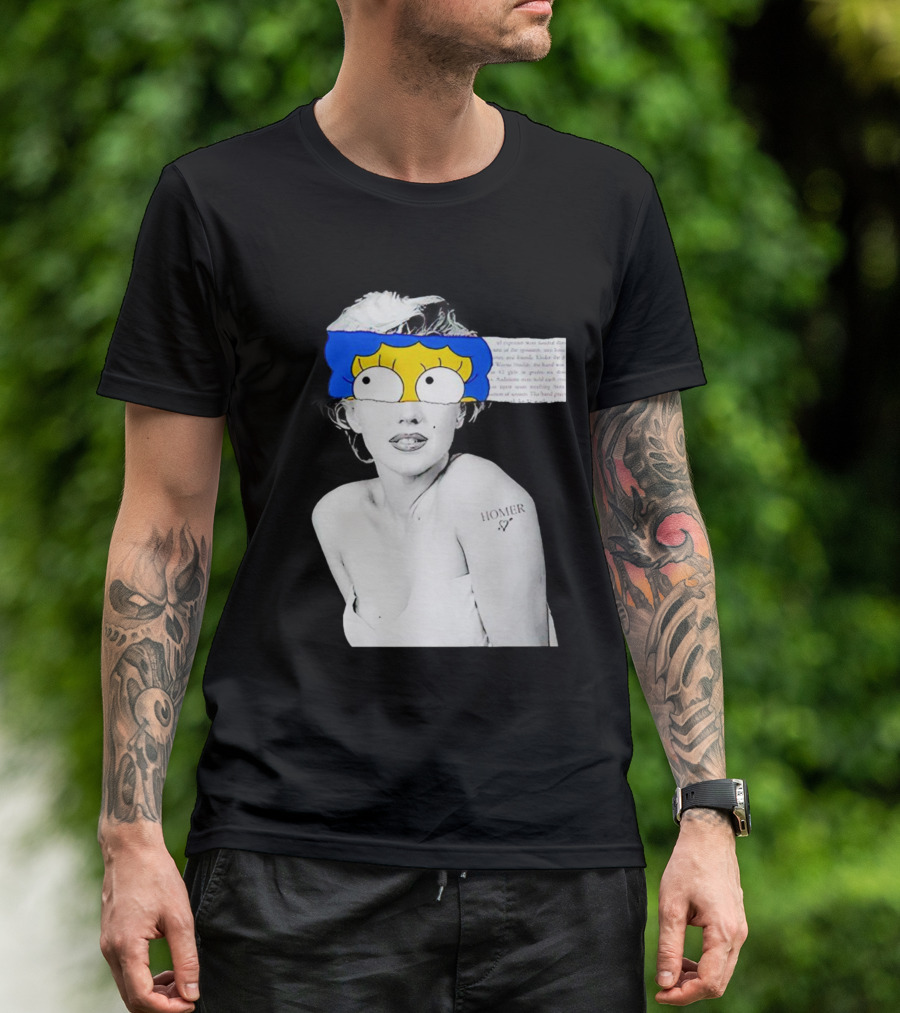 Marylin Monroe And Marge Simpson Crossover With Homer Tattoo T-Shirt