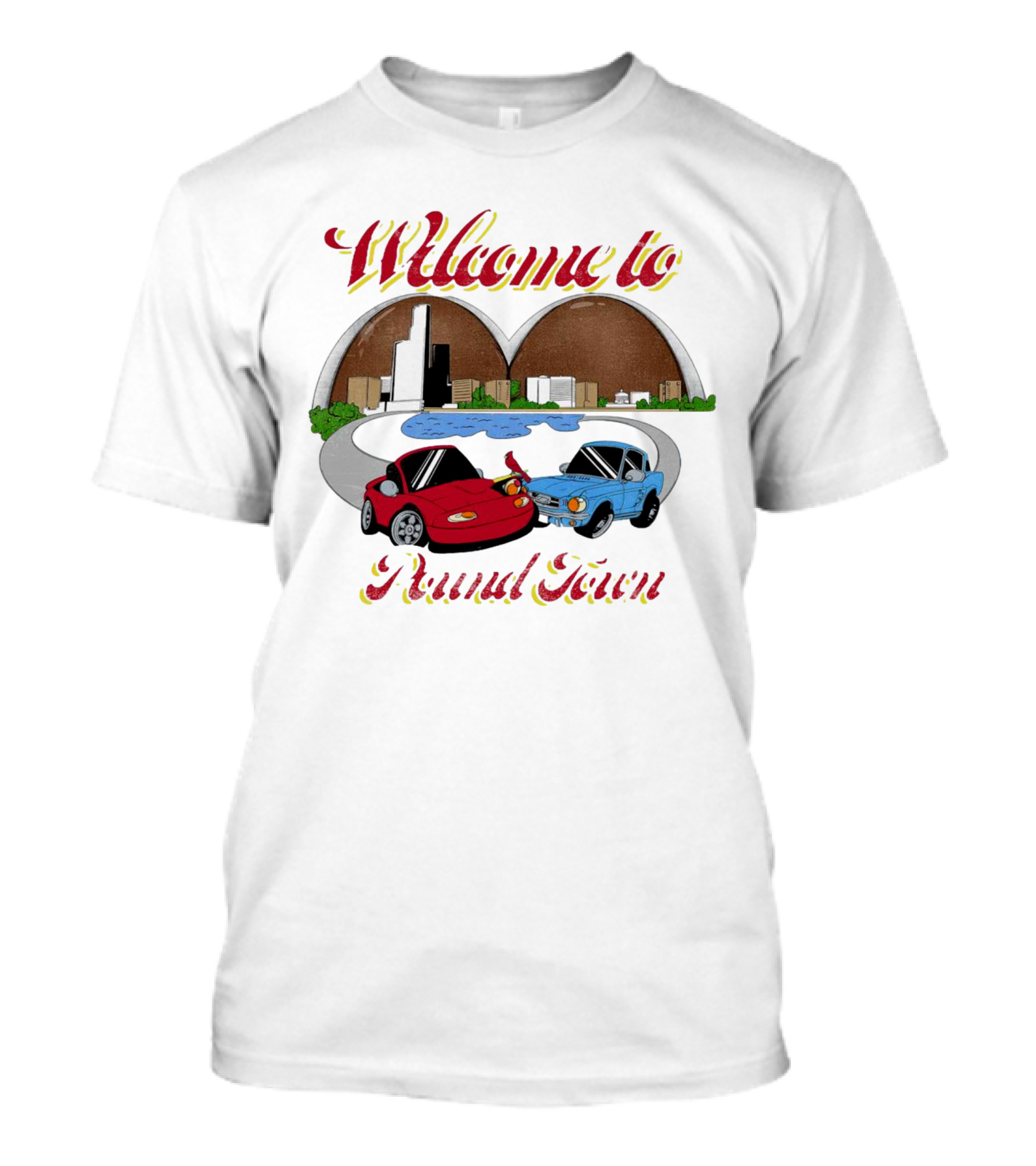 Welcome To Pound Town Racing Cars Cityscape T-Shirt