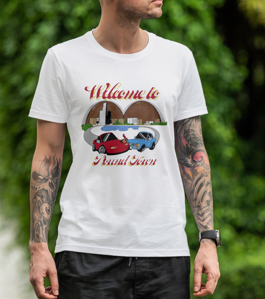 Welcome To Pound Town Racing Cars Cityscape T-Shirt