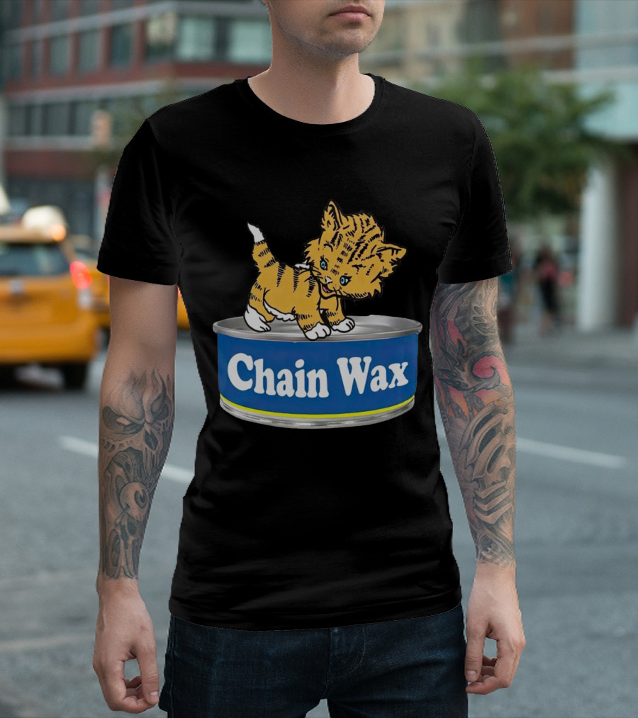 Cat Playing On Chain Wax Tin T-Shirt