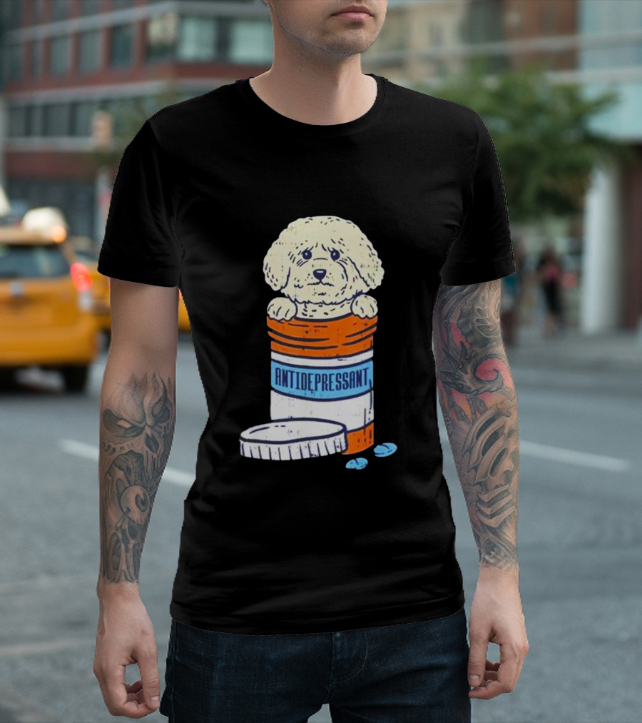 Bichons Frises Antidepressant Dog in Pill Bottle T-Shirt