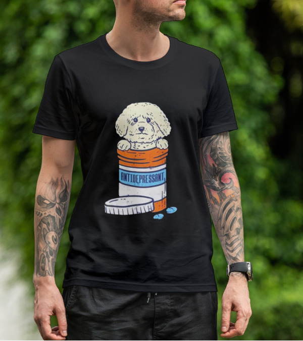 Bichons Frises Antidepressant Dog In Pill Bottle T-Shirt