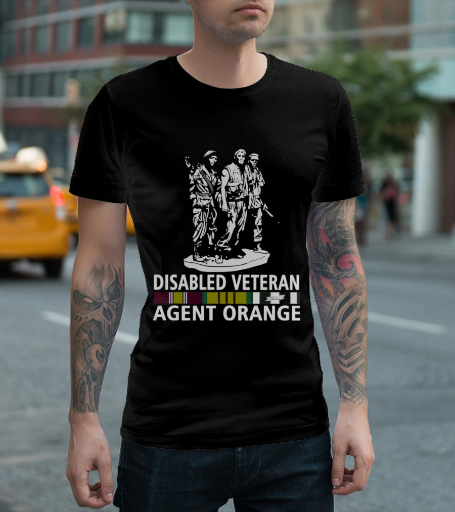 DISABLED VETERAN AGENT ORANGE MILITARY STATUE RIBBONS T-Shirt
