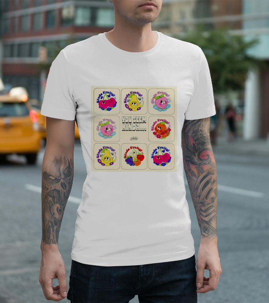 You Seem Kinda Fruity Cartoon Fruits Smiley Characters T-Shirt