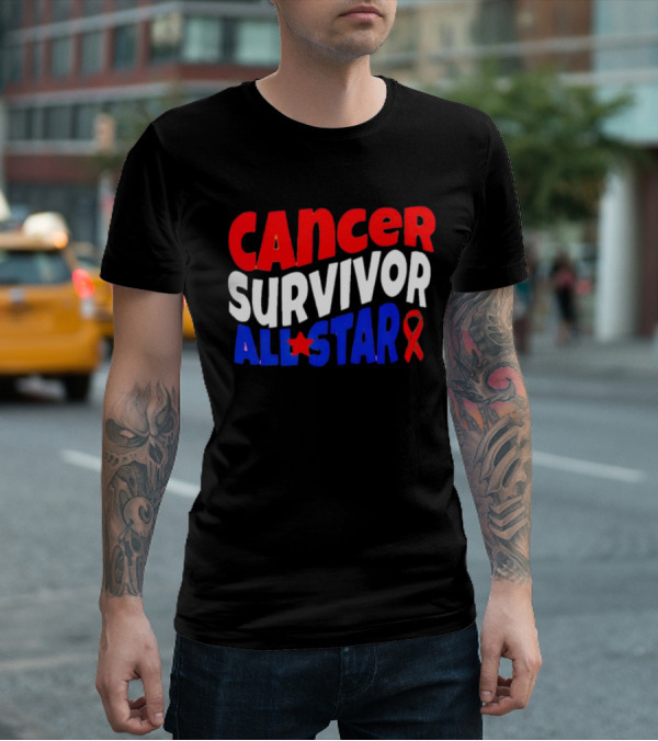 CANCER SURVIVOR ALL STAR RED WHITE BLUE T-Shirt