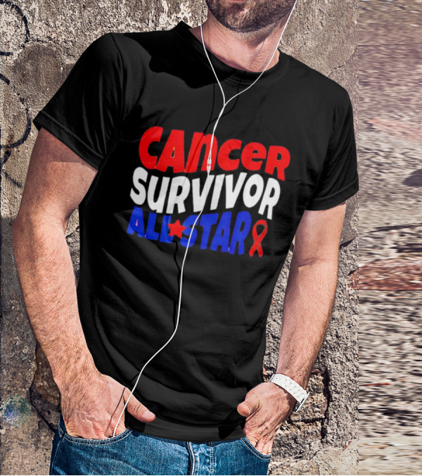 CANCER SURVIVOR ALL STAR RED WHITE BLUE T-Shirt