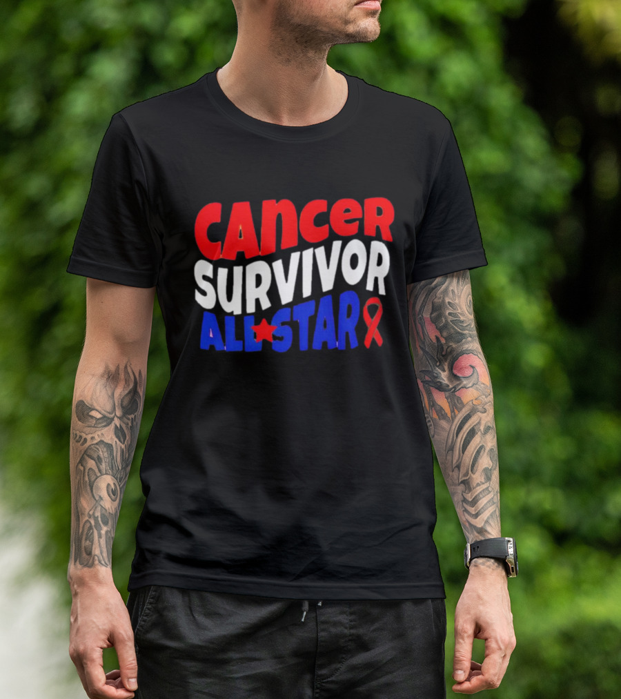 CANCER SURVIVOR ALL STAR RED WHITE BLUE T-Shirt