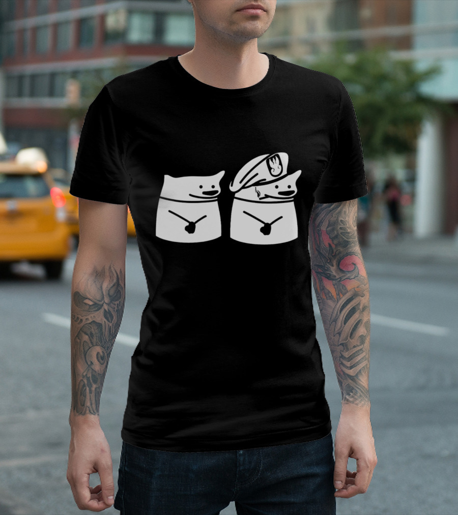 Fella Sock Whimsical Character Duo with Captain Hat T-Shirt