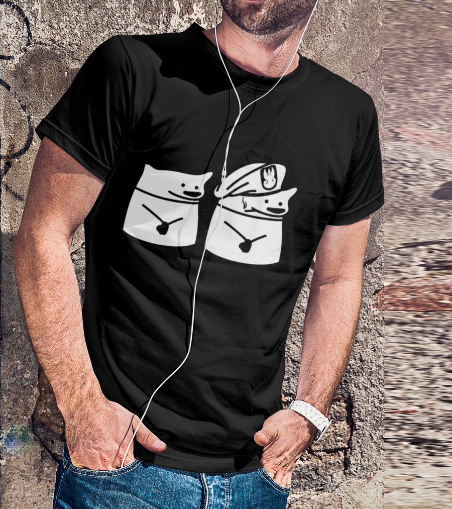 Fella Sock Whimsical Character Duo With Captain Hat T-Shirt