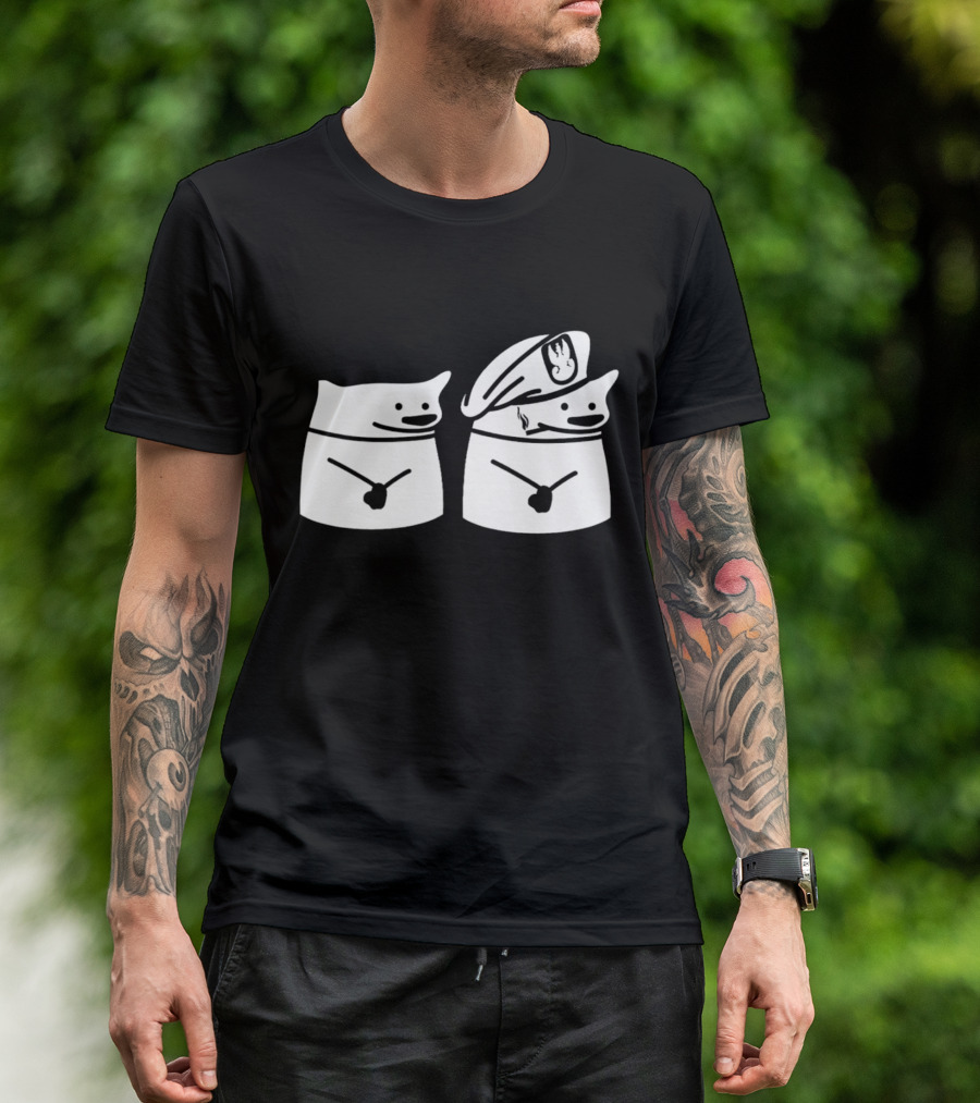 Fella Sock Whimsical Character Duo With Captain Hat T-Shirt