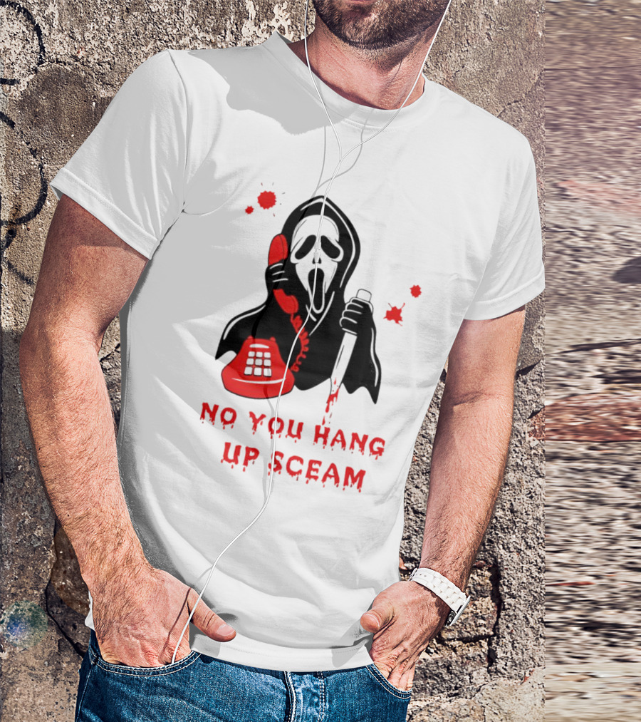 No You Hang Up Sceam Ghost Mask Red Phone Knife T-Shirt