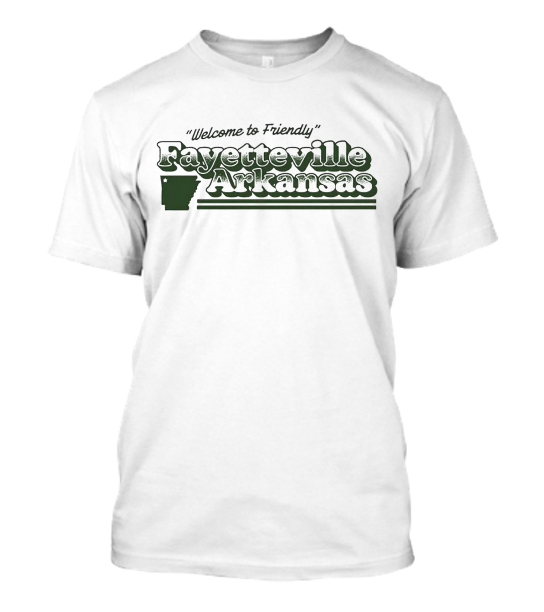 Welcome To Friendly Fayetteville Arkansas Map Outline T-Shirt