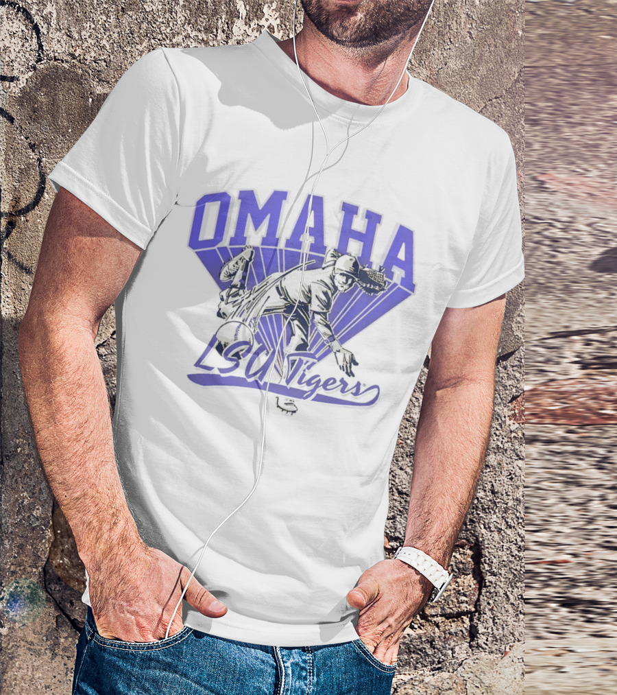 LSU Tigers Omaha Road To College World Series Pitcher Action T-Shirt