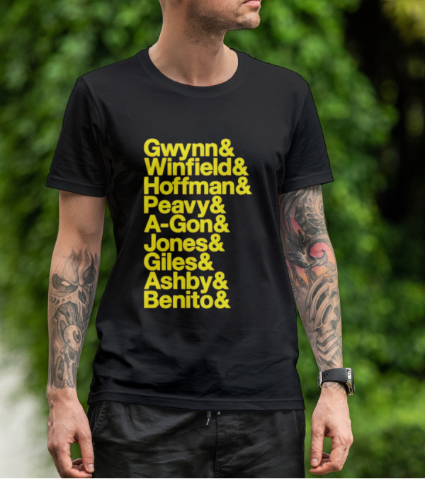 San Diego Baseball Gwynn Winfield Hoffman Peavy A-Gon Jones Giles Ashby Benito T-Shirt