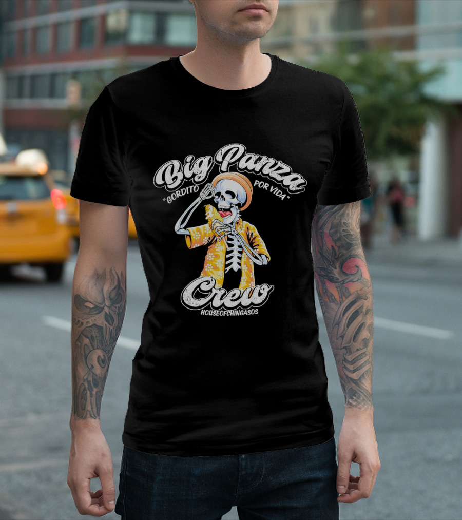 Big Panza Crew Gordito Por Vida House of Chingasos Skeleton in Hawaiian T-Shirt