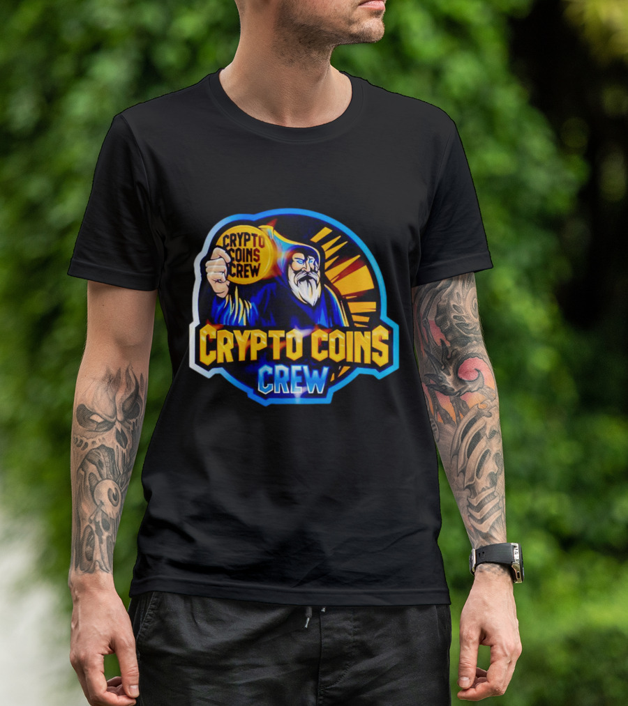 Crypto Coins Crew Wizard With Coin Badge T-Shirt